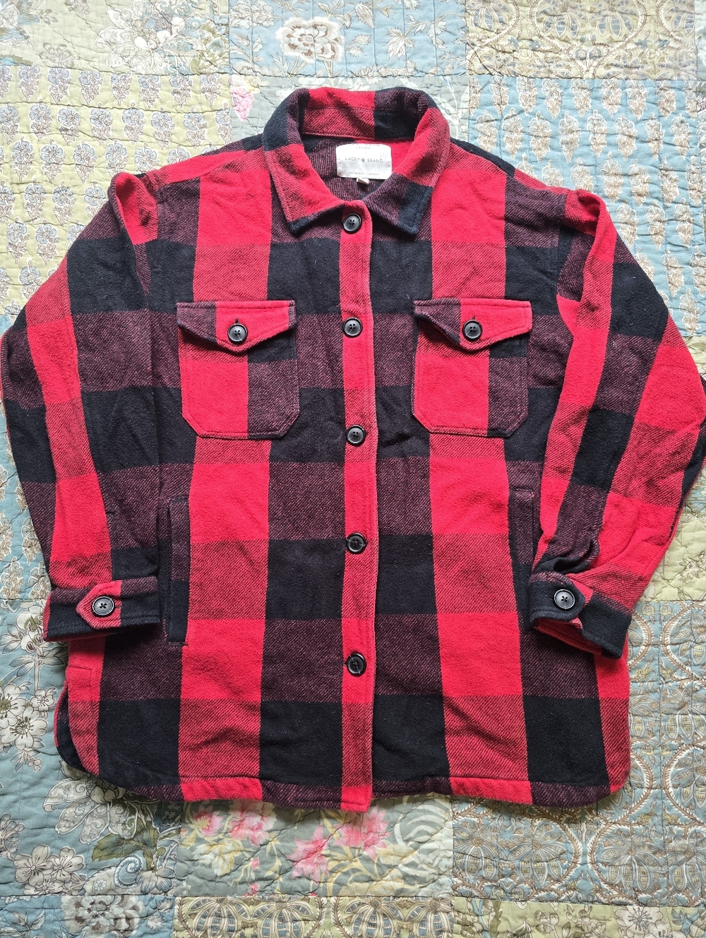 Lucky Brand Buffalo Plaid Heavy Cotton Shirt Jacket Women's Size Medium (8-10)